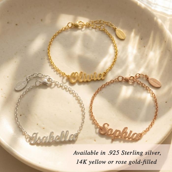 personalized name bracelet gold and silver options adjustable chain custom jewelry gift