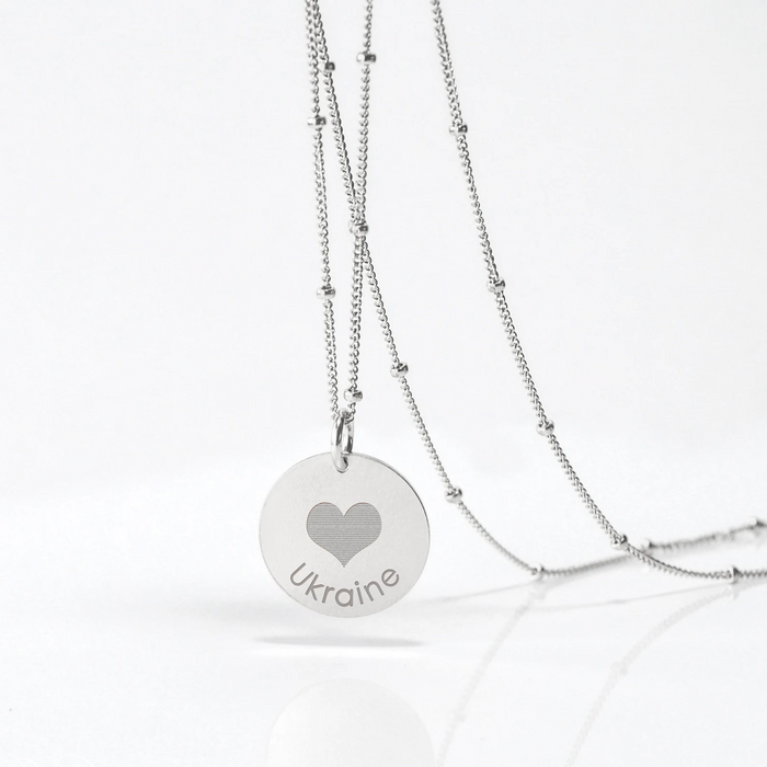 Personalized Pray for Ukraine Disc Pendant Necklace