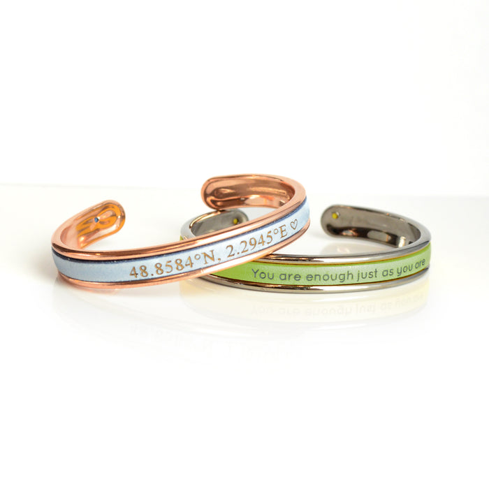 Personalized Thin Leather or Cork Cuff Bracelet