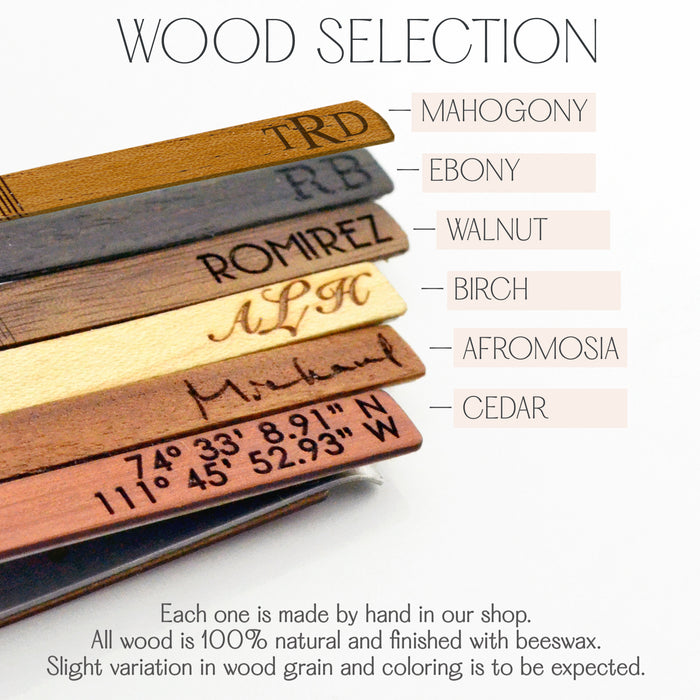 Wood selections for tie clip. Great gift for dads, Father's Day, Retirement, new job or promotion or for your wedding party, dad gift, fathers day gift, gift for dad, gift for him, christmas, groomsman gift, promotion gift, grad gift, graduation gift. anniversary gift,Customize cufflinks for a graduate, new promotion, prom, formal events, groomsman or wedding party gifts. gift ready. mens anniversary gifts, gifts for men, christmas gifts for him, valentine's day gifts for men, gift for husband