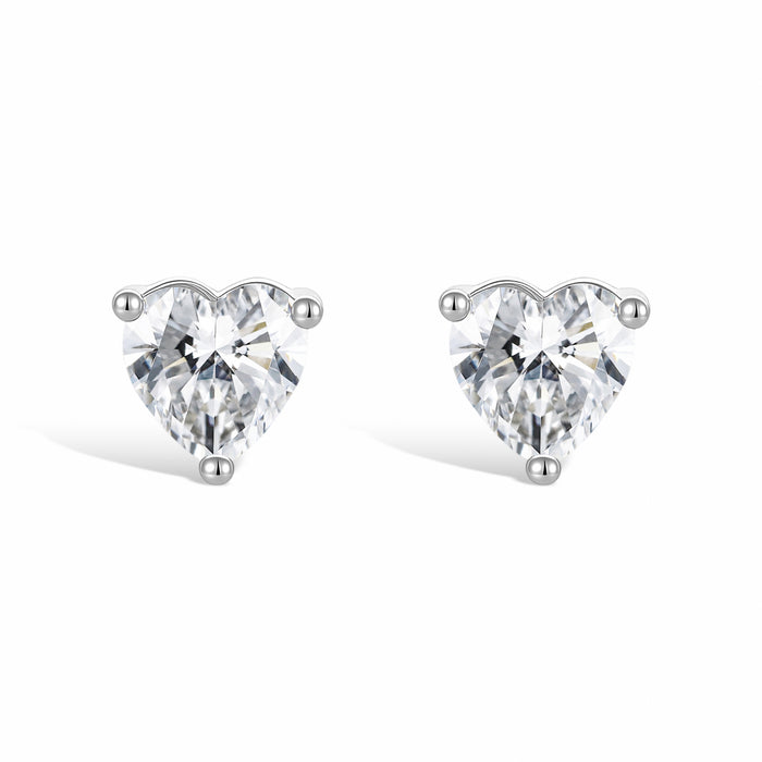 Pierrette White Heart Stud Earrings
