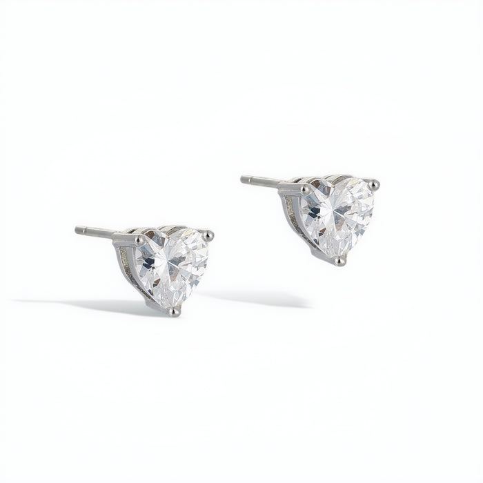Pierrette White Heart Stud Earrings