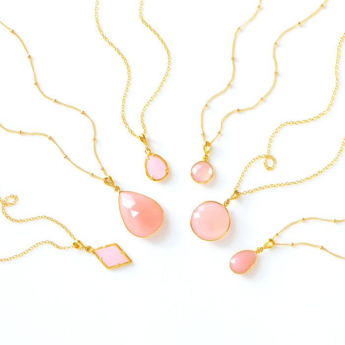 Pink Chalcedony Necklace : October Birthstone