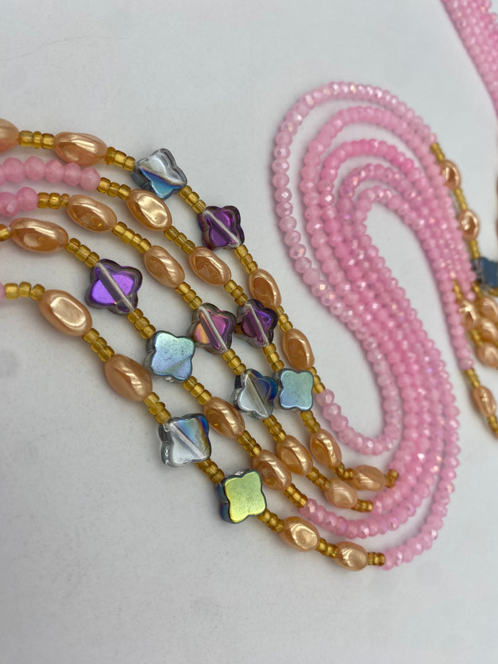 Pink Luxury waist bead| Crystal WaistBead | Crystal Waist Bead | Body Jewelry| Tie On | 45”