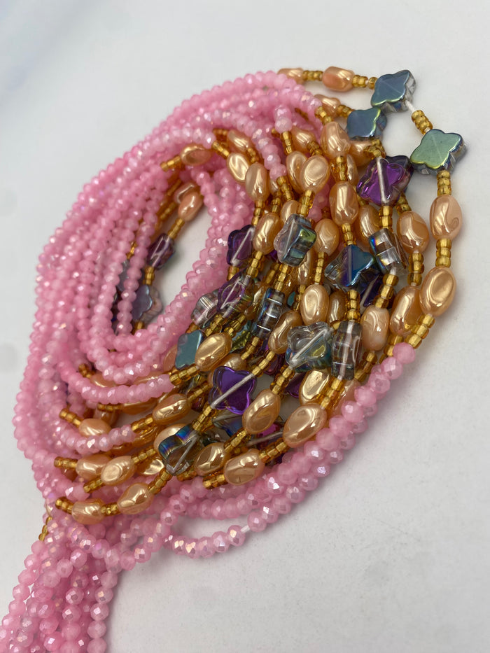Pink Luxury waist bead| Crystal WaistBead | Crystal Waist Bead | Body Jewelry| Tie On | 45”