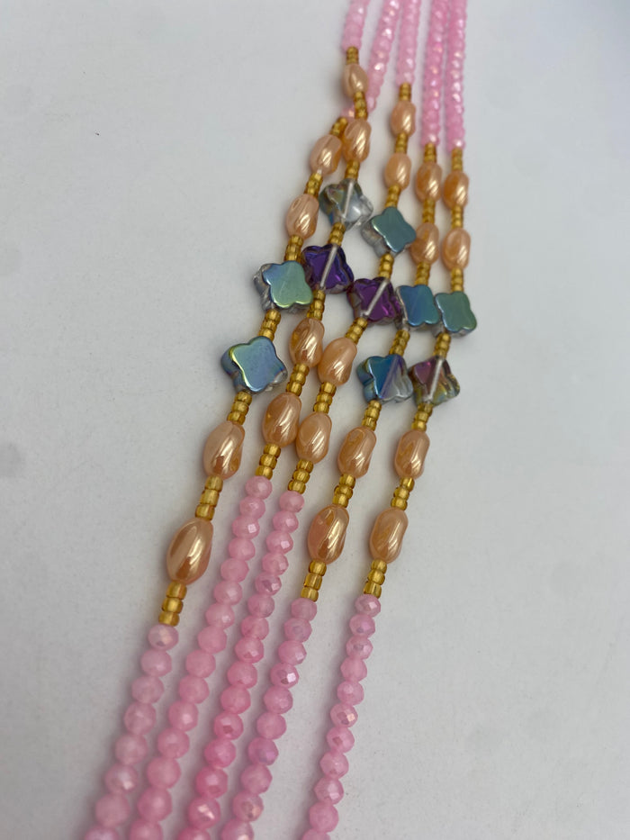 Pink Luxury waist bead| Crystal WaistBead | Crystal Waist Bead | Body Jewelry| Tie On | 45”
