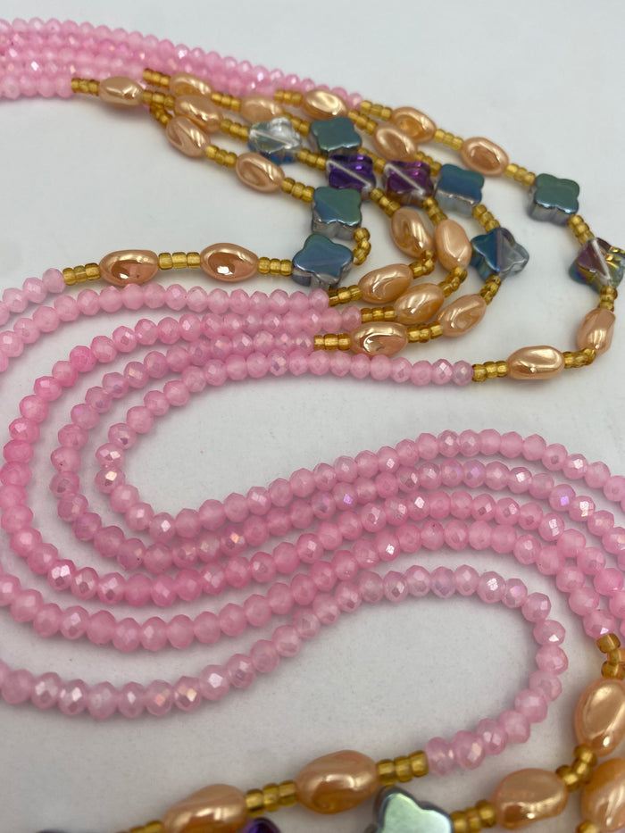 Pink Luxury waist bead| Crystal WaistBead | Crystal Waist Bead | Body Jewelry| Tie On | 45”