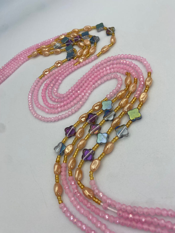 Pink Luxury waist bead| Crystal WaistBead | Crystal Waist Bead | Body Jewelry| Tie On | 45”
