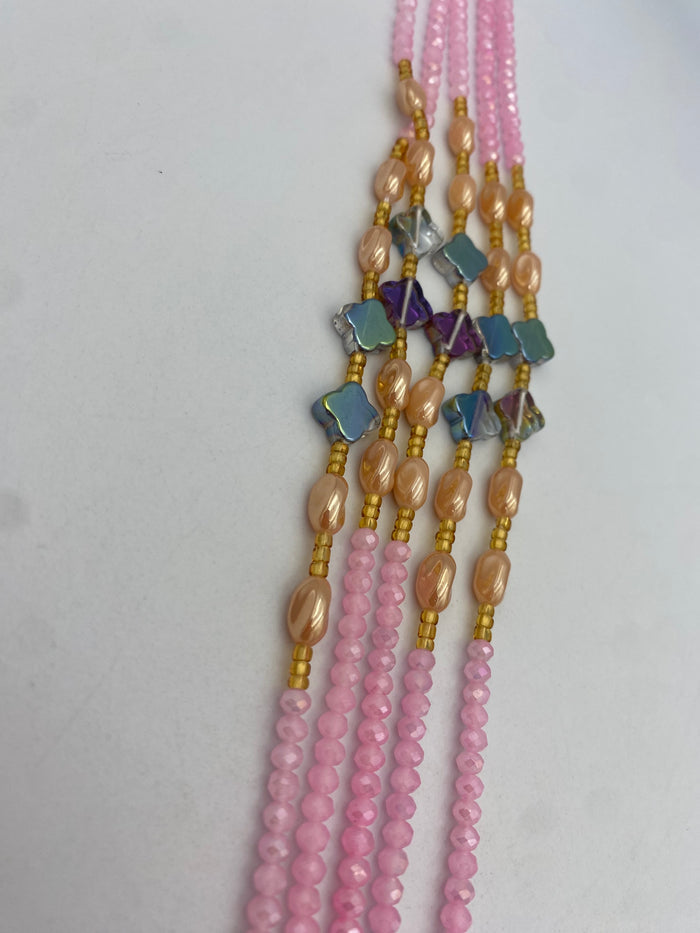 Pink Luxury waist bead| Crystal WaistBead | Crystal Waist Bead | Body Jewelry| Tie On | 45”