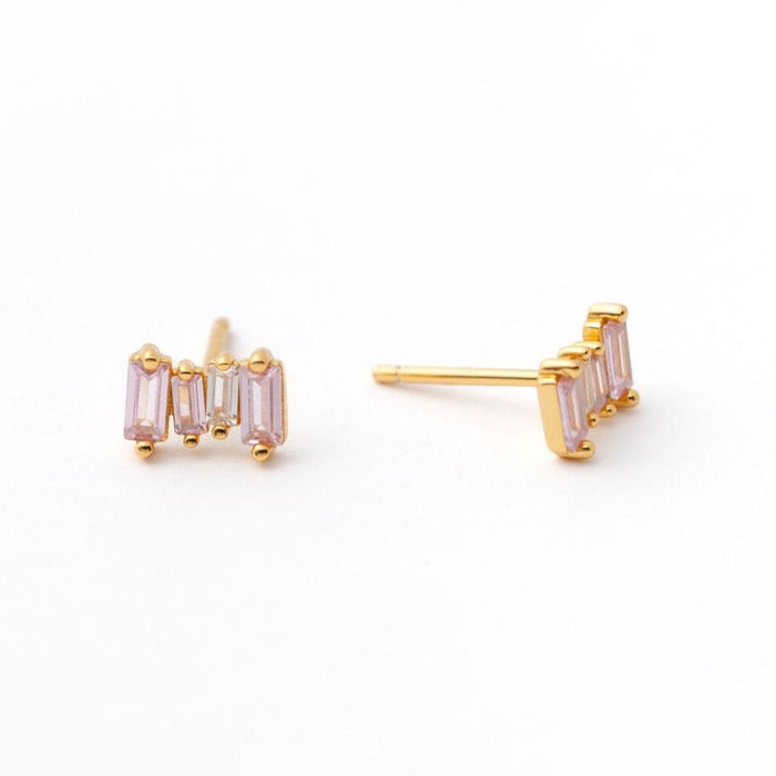 Pink Stone Stud Earring