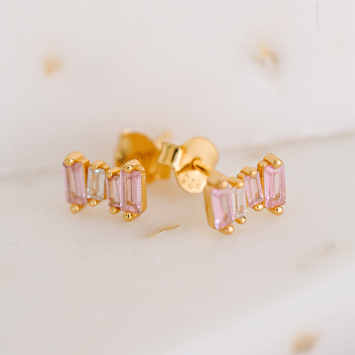 Pink Stone Stud Earring