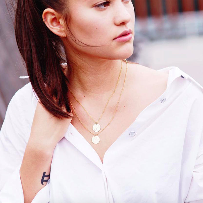 Pisces Constellation Necklace with Monogram Engraving on Back
