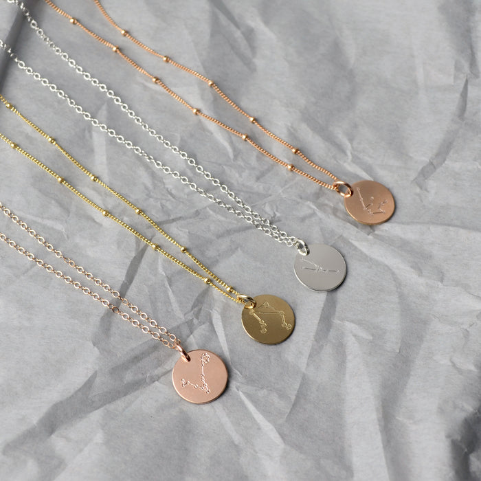 Pisces Constellation Necklace with Monogram Engraving on Back