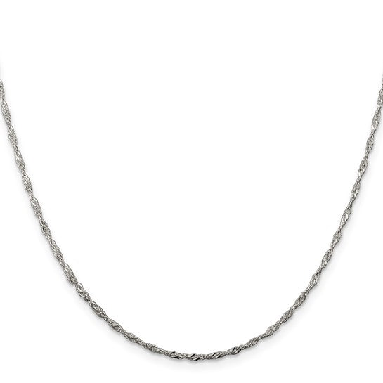 Quality Gold QFC98-20 Sterling Silver Singapore Chain – 1.75mm Width, 20in Length with Lobster Clasp