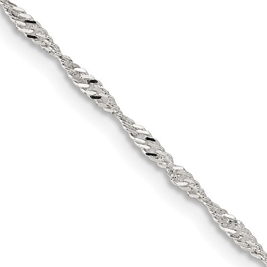 Quality Gold QFC98-20 Sterling Silver Singapore Chain – 1.75mm Width, 20in Length with Lobster Clasp