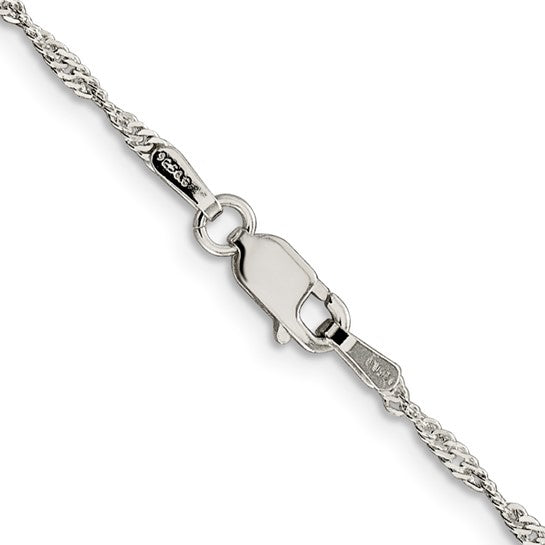 Quality Gold QFC98-20 Sterling Silver Singapore Chain – 1.75mm Width, 20in Length with Lobster Clasp