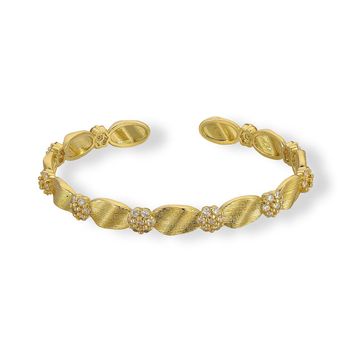 Quinta 18K Gold Floral Wavy Open Bangle