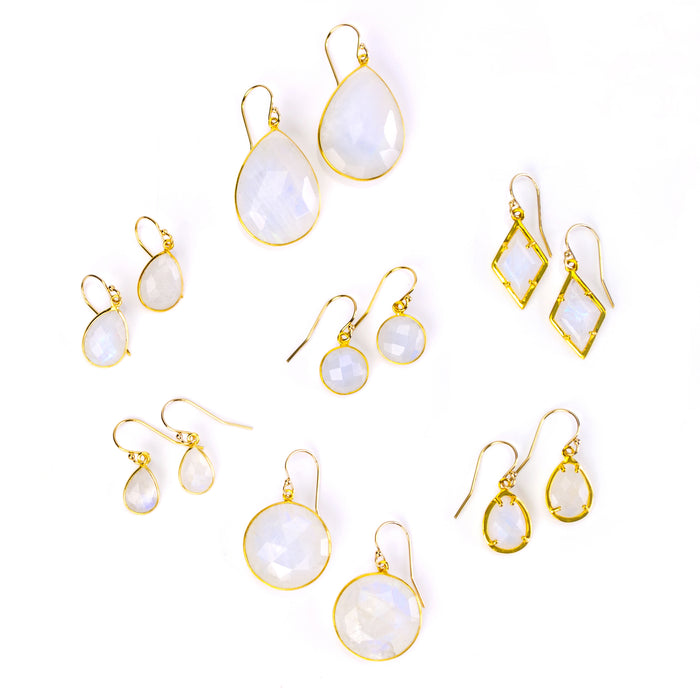 Rainbow Moonstone Earrings : June Birthstone