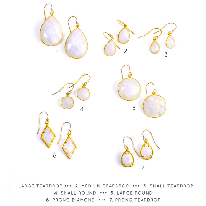 Rainbow Moonstone Earrings : June Birthstone