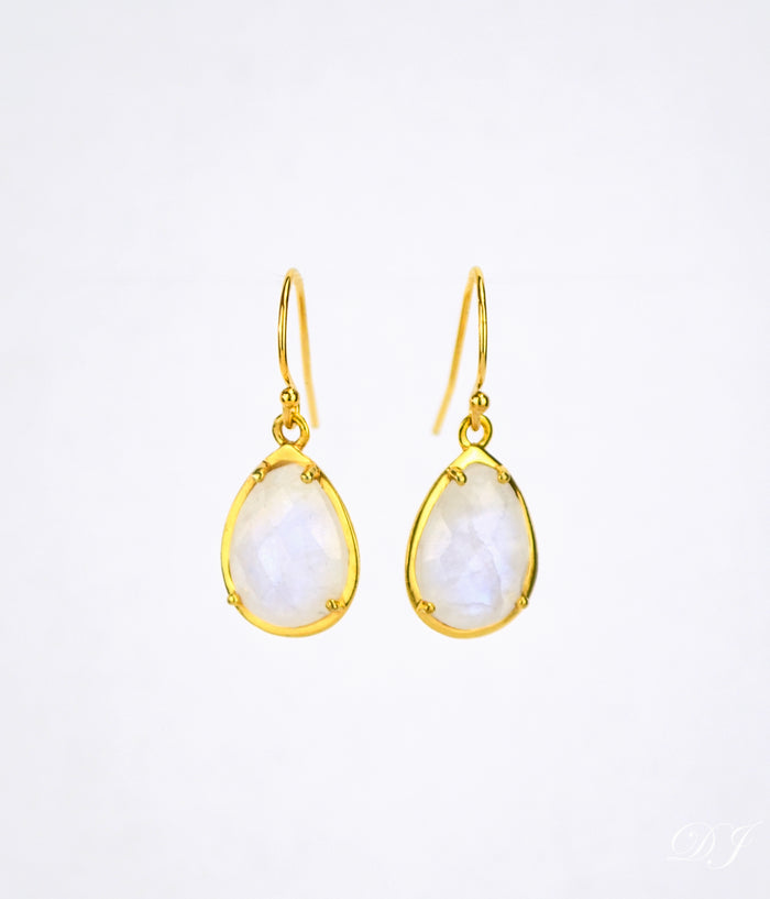 Rainbow Moonstone Earrings : June Birthstone