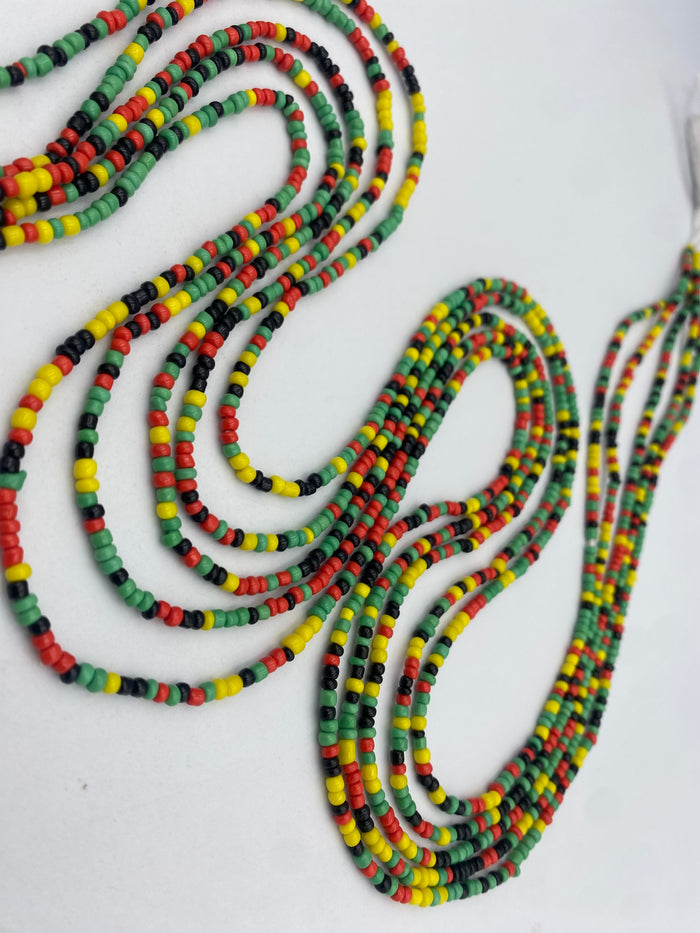 Rasta Waist Beads – Tie-On African Waist Bead 45”-50” | Red Yellow Green | Price Per Waist Bead
