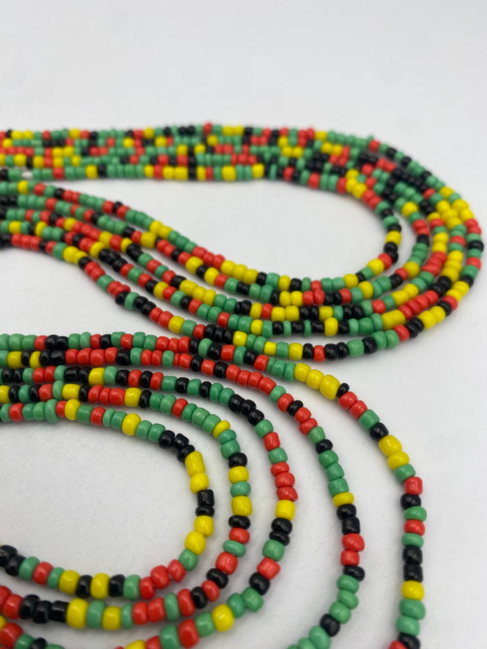 Rasta Waist Beads – Tie-On African Waist Bead 45”-50” | Red Yellow Green | Price Per Waist Bead