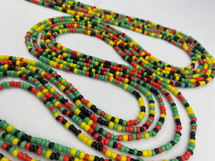 Rasta Waist Beads – Tie-On African Waist Bead 45”-50” | Red Yellow Green | Price Per Waist Bead