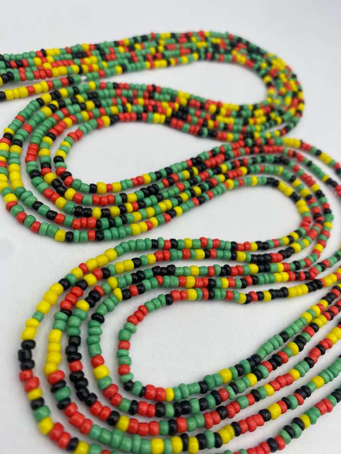 Rasta Waist Beads – Tie-On African Waist Bead 45”-50” | Red Yellow Green | Price Per Waist Bead