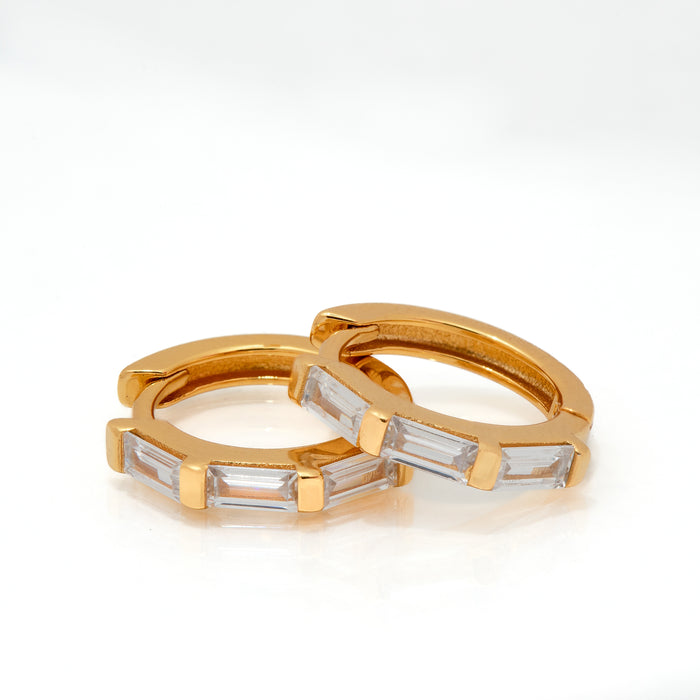 Rectangle CZ Hoop Earring