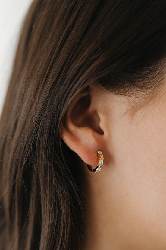 Rectangle CZ Hoop Earring