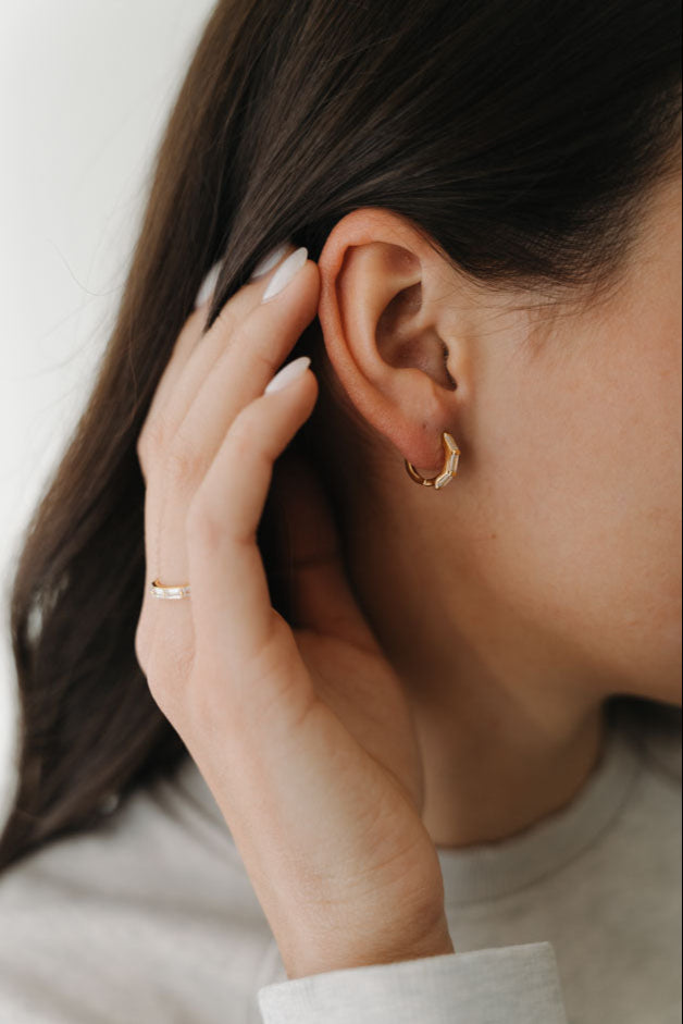 Rectangle CZ Hoop Earring