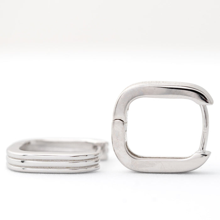 Rectangular Reed Huggie Hoop