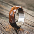 "REMMY" - IRONWOOD & AMBER WEDDING RING - TITANIUM - SIZE 9 1/2-Staghead Designs