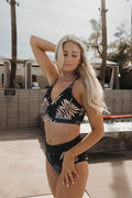 Riley Wrap Bikini Top | Palm V Neck Full Coverage Swimsuit