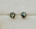 ROUND MOSS AGATE STUD EARRINGS IN 14K GOLD-1
