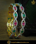 Rubby Panna American Diamond Karra Bangles (Pair)| Punjabi Traditional Jewellery Exclusive