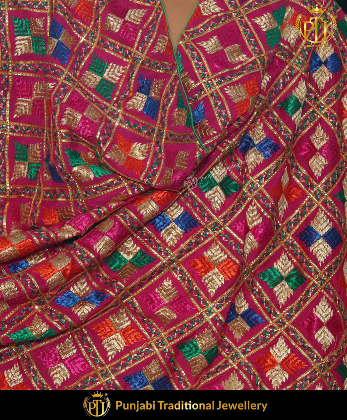 Satrangi Pure Phulkari Dupatta | Punjabi Traditional Jewellery Exclusive