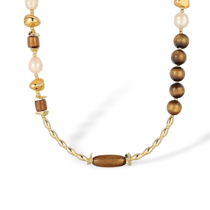 Serafina Brown Coral Root Pearl Necklace