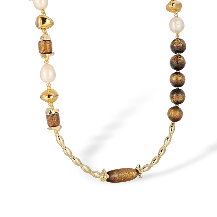 Serafina Brown Coral Root Pearl Necklace