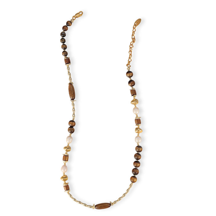 Serafina Brown Coral Root Pearl Necklace