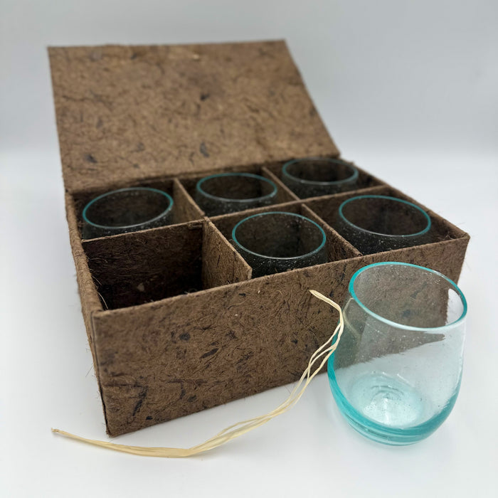 Set of 6 Recycled Water Glasses in a Box