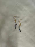 Short Blue Gradient Curving Gold Earrings