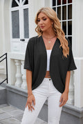 Short Sleeve Lightweight Open Front Knit Cardigan