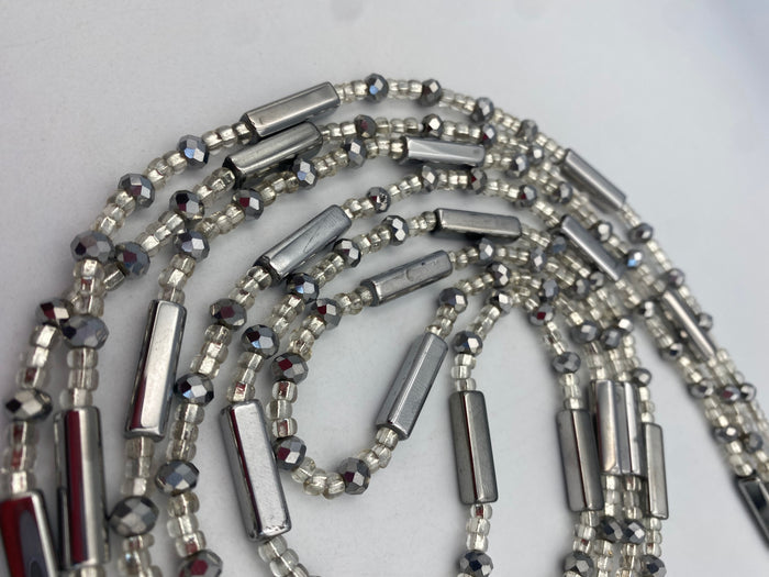 Silver crystal WaistBead | Luxury Crystal Waist Bead | Tie On | 45” -50”