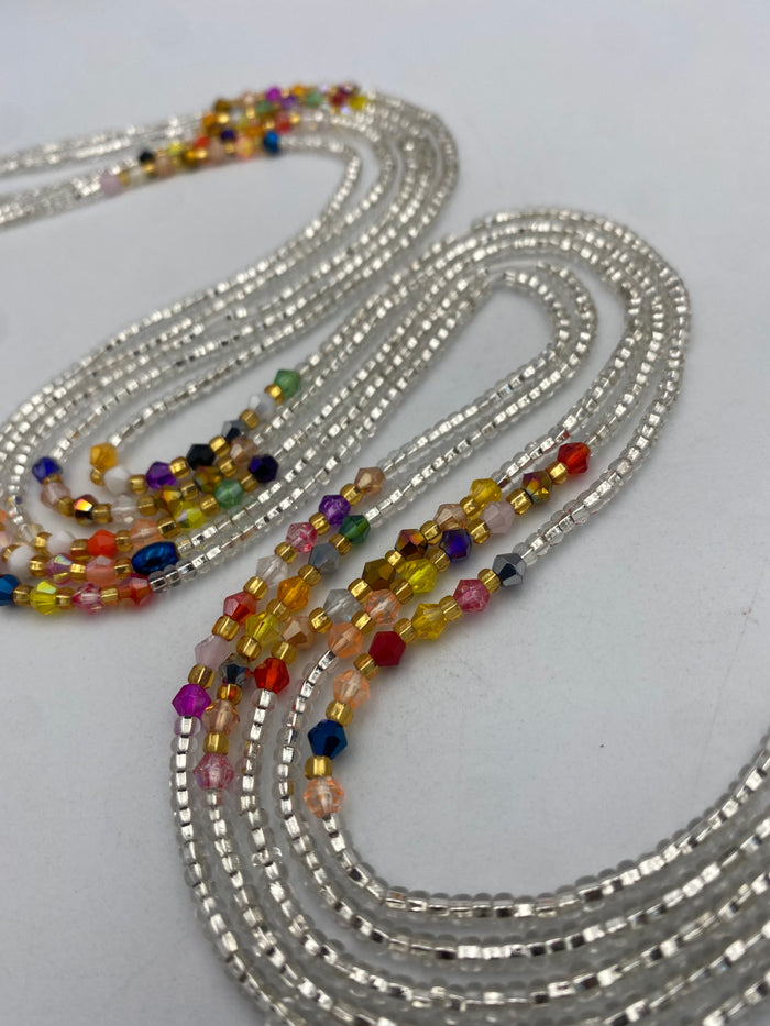 Silver Waist Beads Tie On 45–50 Inches | Handmade Waist Beads for Women