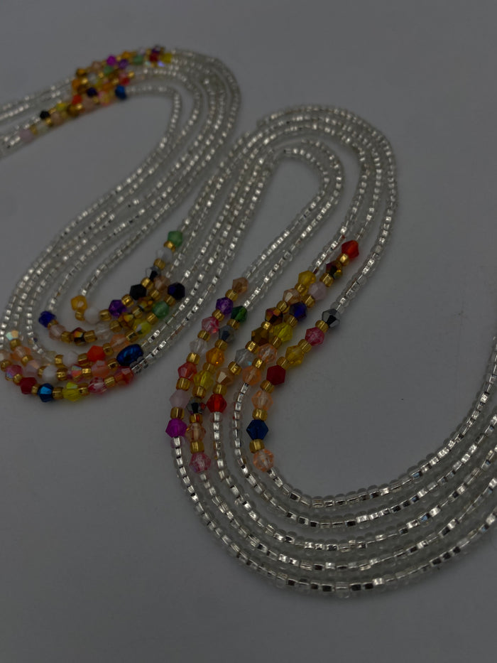 Silver Waist Beads Tie On 45–50 Inches | Handmade Waist Beads for Women