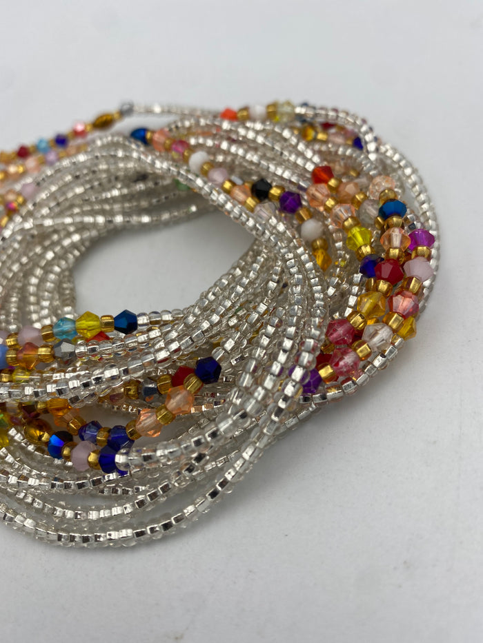 Silver Waist Beads Tie On 45–50 Inches | Handmade Waist Beads for Women