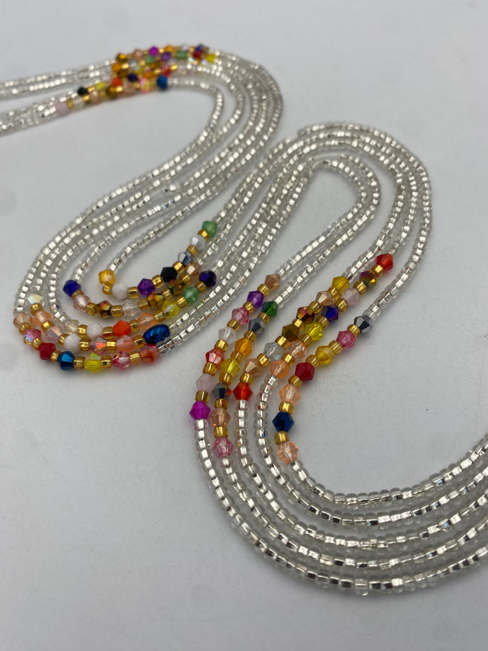 Silver Waist Beads Tie On 45–50 Inches | Handmade Waist Beads for Women