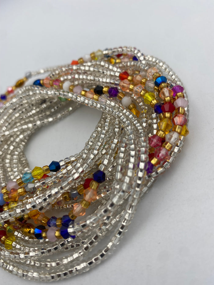 Silver Waist Beads Tie On 45–50 Inches | Handmade Waist Beads for Women
