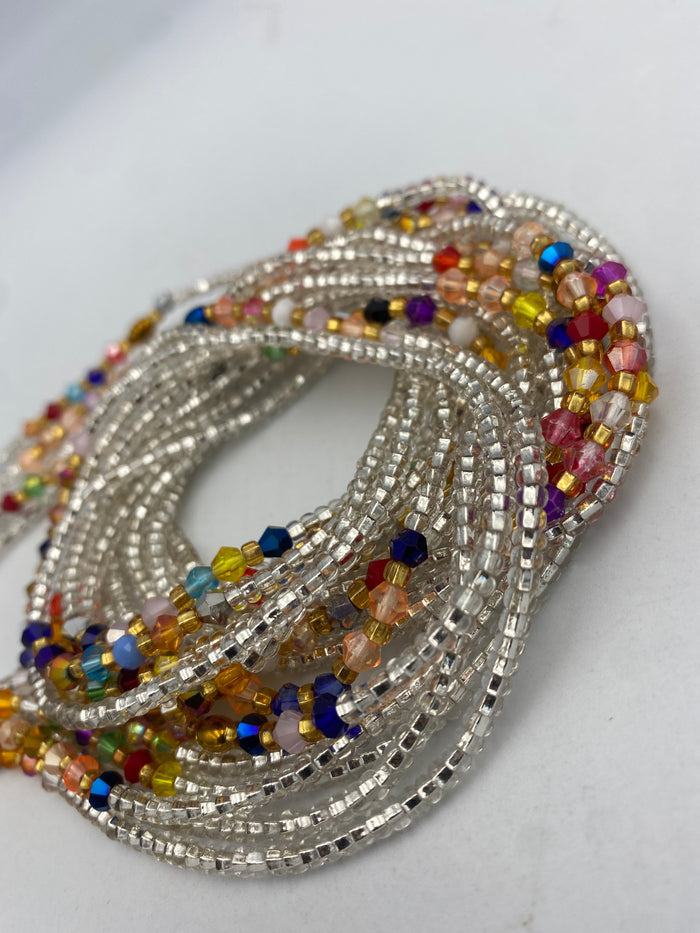 Silver Waist Beads Tie On 45–50 Inches | Handmade Waist Beads for Women